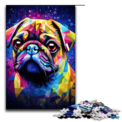 Puzzle für Erwachsene, 1000 Teile, bunter Mops, Puzzle, Spielzeug, Geschenk, Wanddekoration, einzigartige Geburtstags, Größe 50 x 75 cm Puzzle für Erwachsene, 1000 Teile, bunter Mops, Puzzle, Spielzeug, Geschenk, Wanddekoration, einzigartige Geburtstags, Größe 50 x 75 cm von KJYMNC