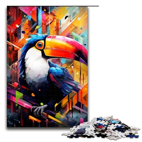 Puzzle für Erwachsene, 1000 Teile, buntes Tukan-DIY-Puzzle-Spielzeug, anspruchsvoll zu vervollständigen, Aber lustig und humorvoll, für Teenager ab 14 Jahren, Größe 50 x 75 cm von KJYMNC