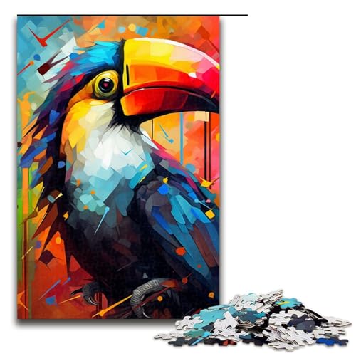 Puzzle für Erwachsene, 1000 Teile, buntes Tukan-DIY-Puzzle-Spielzeug, anspruchsvoll zu vervollständigen, Aber lustig und humorvoll, für Teenager ab 14 Jahren, Größe 50 x 75 cm von KJYMNC