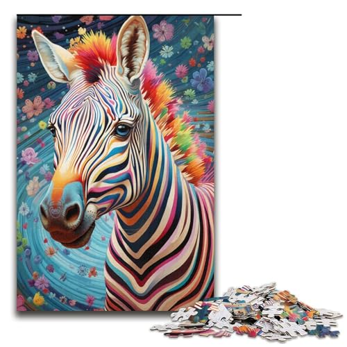 Puzzle für Erwachsene, 1000 Teile, buntes Zebra-Puzzle, Geschenke, einzigartige Geburtstagsgröße 38 x 26 cm Puzzle für Erwachsene, 1000 Teile, buntes Zebra-Puzzle, Geschenke, einzigartige Geburtstagsgröße 38 x 26 cm von KJYMNC