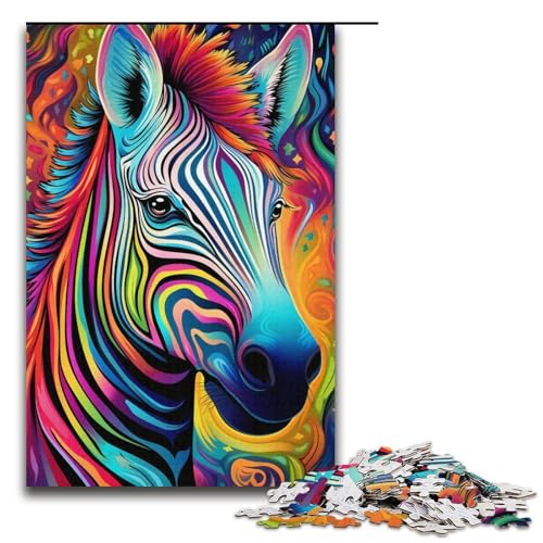 Puzzle für Erwachsene, 1000 Teile, buntes Zebra-Puzzle, Spielzeug, Geschenk, Wanddekoration, einzigartige Geburtstags, Größe 38 x 26 cm Puzzle für Erwachsene, 1000 Teile, buntes Zebra-Puzzle, Spielzeug, Geschenk, Wanddekoration, einzigartige Geburtstags, Größe 38 x 26 cm von KJYMNC