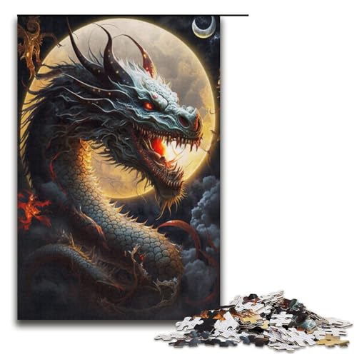 Puzzle für Erwachsene, 1000 Teile, chinesischer Drache, DIY-Puzzle-Spielzeug, herausfordernd zu vervollständigen, Aber lustig und humorvoll, für Teenager ab 14 Jahren, Größe 38 x 26 cm von KJYMNC