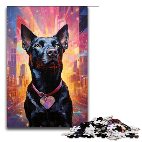 Puzzle für Erwachsene, 1000 Teile, farbenfroh, psychedelisch, schwarzer Hund, Kunst, Lernpuzzle, einzigartig, Geburtstag, Größe 50 x 75 cm Puzzle für Erwachsene, 1000 Teile, farbenfroh, psychedelisch, schwarzer Hund, Kunst, Lernpuzzle, einzigartig, Geburtstag, Größe 50 x 75 cm von KJYMNC