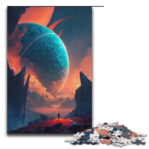 Puzzle für Erwachsene, 1000 Teile, farbenfrohe Planetenberge, DIY-Puzzlespielzeug, anspruchsvoll zu vervollständigen, Aber unterhaltsam und humorvoll, für Teenager ab 14 Jahren, Größe 38 x 26 cm von KJYMNC