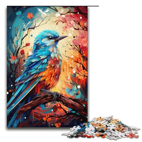 Puzzle für Erwachsene, 1000 Teile, farbenfrohe Psychedelia der Vögel, Puzzlemuster-Zusammenbau, jedes Teil ist einzigartig – anspruchsvolles Familienspaß-Spiel, Größe 38 x 26 cm von KJYMNC