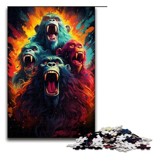 Puzzle für Erwachsene, 1000 Teile, farbenfrohe Zeichnung Einer Affenfamilie, Puzzle für Erwachsene, Holzpuzzle, anspruchsvoll zu vervollständigen, Aber lustig und humorvoll, Größe 50 x 75 cm Puzzle für Erwachsene, 1000 Teile, farbenfrohe Zeichnung Einer Affenfamilie, Puzzle für Erwachsene, Holzpuzzle, anspruchsvoll zu vervollständigen, Aber lustig und humorvoll, Größe 50 x 75 cm von KJYMNC