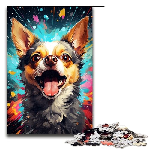 Puzzle für Erwachsene, 1000 Teile, farbenfrohe Zeichnung eines Chihuahua-Hundes, DIY-Puzzle-Spielzeug, anspruchsvoll zu vervollständigen, Aber unterhaltsam und humorvoll, für Teenager ab 14 Jahren, von KJYMNC
