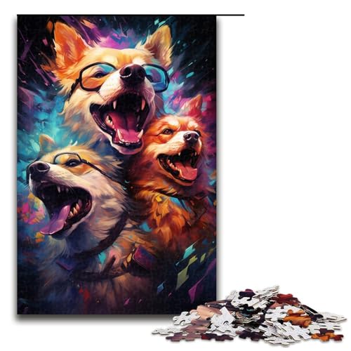 Puzzle für Erwachsene, 1000 Teile, farbenfrohes psychedelisches Hunde-Puzzle für Lernspiele, Herausforderungsspielzeug, Größe 50 x 75 cm Puzzle für Erwachsene, 1000 Teile, farbenfrohes psychedelisches Hunde-Puzzle für Lernspiele, Herausforderungsspielzeug, Größe 50 x 75 cm von KJYMNC