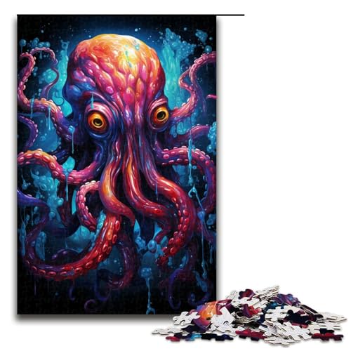 Puzzle für Erwachsene, 1000 Teile, farbenfrohes psychedelisches Kunstgemälde eines Oktopus, Holzpuzzle für Erwachsene, tolles Geschenk, Größe 50 x 75 cm Puzzle für Erwachsene, 1000 Teile, farbenfrohes psychedelisches Kunstgemälde eines Oktopus, Holzpuzzle für Erwachsene, tolles Geschenk, Größe 50 x 75 cm von KJYMNC