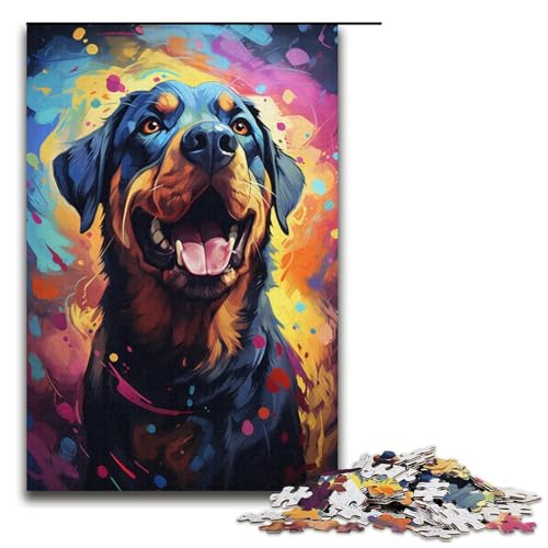 Puzzle für Erwachsene, 1000 Teile, farbenfrohes psychedelisches Rottweiler-DIY-Puzzle, Spielzeug, Weihnachts- und Geburtstagsgeschenke, Größe 38 x 26 cm Puzzle für Erwachsene, 1000 Teile, farbenfrohes psychedelisches Rottweiler-DIY-Puzzle, Spielzeug, Weihnachts- und Geburtstagsgeschenke, Größe 38 x 26 cm von KJYMNC