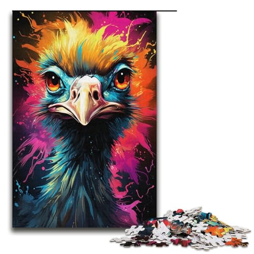 Puzzle für Erwachsene, 1000 Teile, geheimnisvolles Gemälde, Straußen-Puzzle für Lernspiele, Herausforderungsspielzeug, Größe 38 x 26 cm von KJYMNC