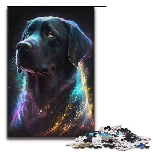 Puzzle für Erwachsene, 1000 Teile, schwarzer Labrador Retriever, Puzzle für Lernspiele, Herausforderungsspielzeug, Größe 38 x 26 cm von KJYMNC