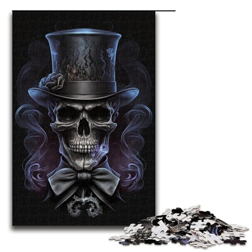 Puzzle für Erwachsene, 1000 Teile, schwarzer Totenkopf, DIY-Puzzlespielzeug, herausfordernd zu vervollständigen, Aber lustig und humorvoll, für Teenager ab 14 Jahren, Größe 50 x 75 cm von KJYMNC