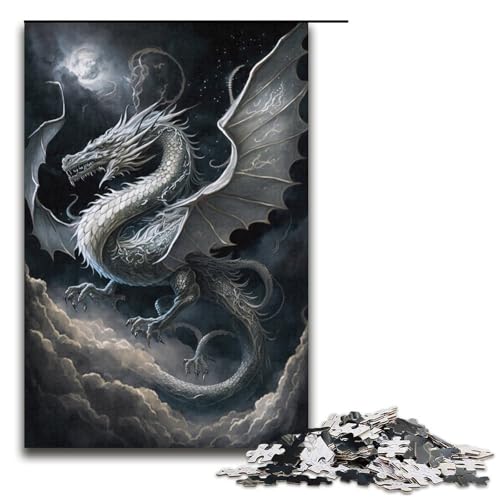 Puzzle für Erwachsene, 1000 Teile, weißer Eisdrache, DIY-Puzzle, Spielzeug, Weihnachts- und Geburtstagsgeschenke, Größe 38 x 26 cm Puzzle für Erwachsene, 1000 Teile, weißer Eisdrache, DIY-Puzzle, Spielzeug, Weihnachts- und Geburtstagsgeschenke, Größe 38 x 26 cm von KJYMNC
