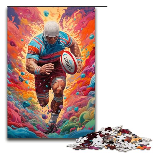 Puzzle für Erwachsene, 1000-teiliges Rugby-Spieler-Puzzle für Erwachsene, Holzpuzzle, herausfordernd zu vervollständigen, Aber lustig und humorvoll, Größe 50 x 75 cm von KJYMNC