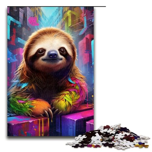 Puzzle für Erwachsene 1000 Teile Bunte Faultiere Lernpuzzle Einzigartiges Geburtstagspuzzle Größe 50x75 cm von KJYMNC