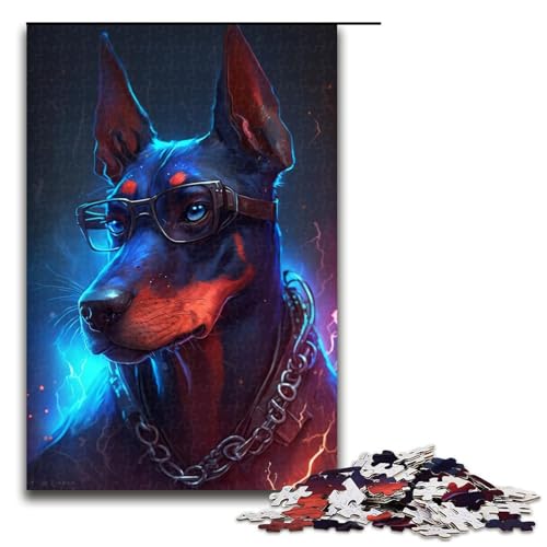 Puzzle für Erwachsene 1000 Teile Dobermann Pinscher Puzzle für Lernspiel Herausforderung Spielzeug Größe 50x75 cm von KJYMNC