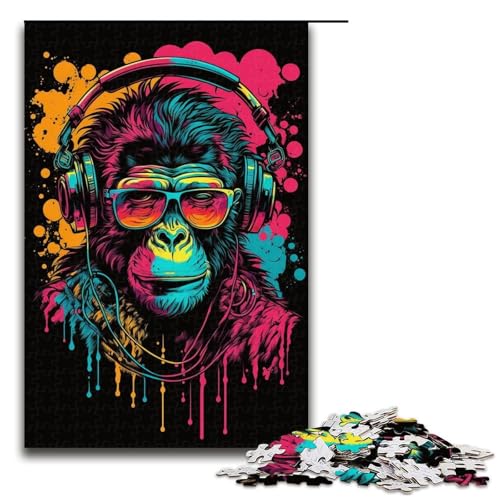 Puzzle für Erwachsene 1000 Teile Kopfhörer AFFE Puzzle für Lernspiel Herausforderung Spielzeug Größe 50x75 cm von KJYMNC