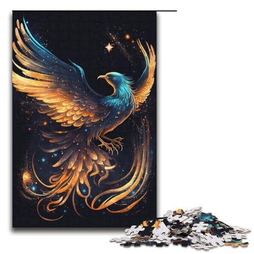 Puzzle für Erwachsene mit 1000 Teilen, Geheimnisvoller Phönix, Puzzle für Erwachsene, Papppuzzle, tolle Geschenke zu Weihnachten, Größe 38 x 26 cm von KJYMNC