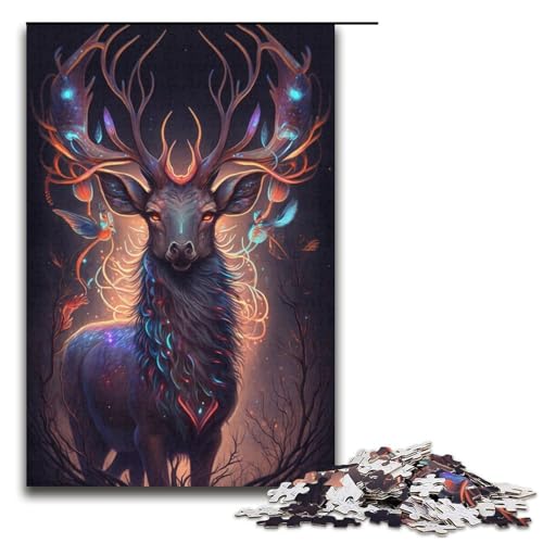 Puzzle für Erwachsene mit 1000 Teilen, Hirsch-Puzzle für Erwachsene, Papppuzzle, tolle Geschenke zu Weihnachten, Größe 38 x 26 cm von KJYMNC