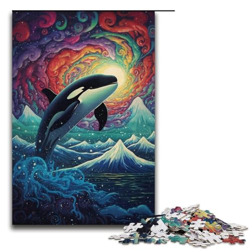 Puzzle für Erwachsene mit 1000 Teilen, Killerwal, Puzzle für Erwachsene, Papppuzzle, tolles Geschenk zu Weihnachten, Größe 38 x 26 cm von KJYMNC