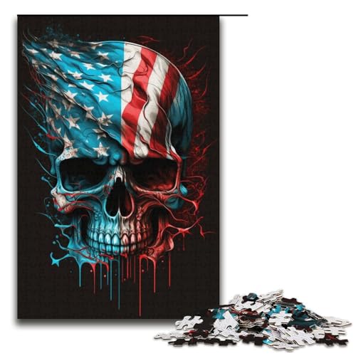 Puzzle für Erwachsene mit 1000 Teilen, Motiv: Flagge und Totenkopf, anspruchsvolles Spiel mit passendem Poster und Quizblatt, Größe 38 x 26 cm von KJYMNC