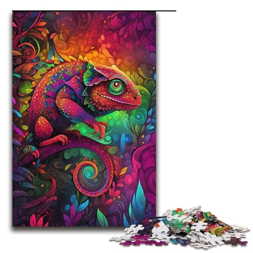 Puzzle für Erwachsene mit 1000 Teilen, Psychedelisches Katzenpuzzle für Erwachsene, Papppuzzle, tolle Geschenke zu Weihnachten, Größe 38 x 26 cm von KJYMNC