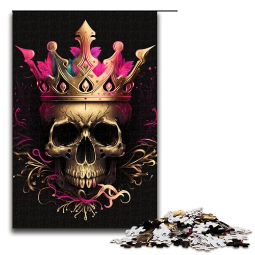 Puzzle für Erwachsene mit 1000 Teilen, Totenkopf-Kunstwerk, anspruchsvolles Spiel mit passendem Poster und Quizblatt, Größe 50 x 75 cm von KJYMNC