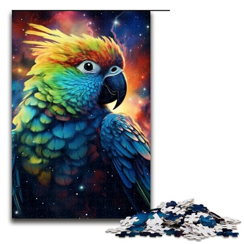Puzzle für Erwachsene mit 1000 Teilen, buntes Papageienfamilien-Muster, zum Zusammenbauen, ganze Familie, Größe 50 x 75 cm von KJYMNC
