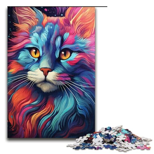 Puzzle für Erwachsene mit 1000 Teilen, buntes psychedelisches Katzen-Puzzle für Erwachsene, Papppuzzle, tolle Geschenke zu Weihnachten, Größe 38 x 26 cm Puzzle für Erwachsene mit 1000 Teilen, buntes psychedelisches Katzen-Puzzle für Erwachsene, Papppuzzle, tolle Geschenke zu Weihnachten, Größe 38 x 26 cm von KJYMNC