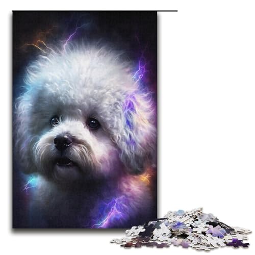 Puzzle für Erwachsene mit 1000 Teilen, farbiges Bichon Frise-Familienmuster, zum Zusammenbauen, ganze Familie, Größe 38 x 26 cm von KJYMNC