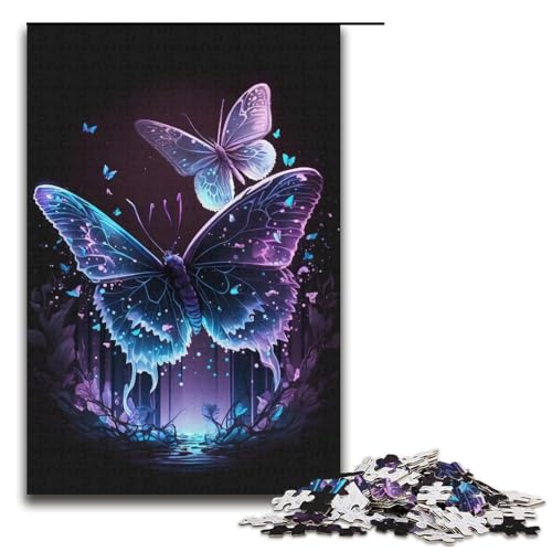 Puzzle für Erwachsene und Kinder, 1000 Teile, Bunte Schmetterlinge, Puzzle für Erwachsene, Papppuzzle, dekomprimierendes intellektuelles Lernspielzeug, Größe 38 x 26 cm von KJYMNC