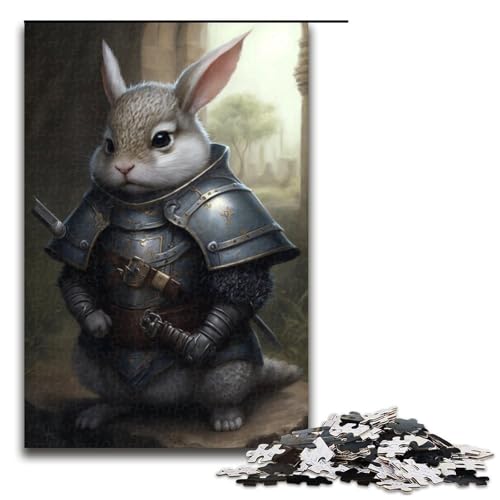 Puzzle für Erwachsene und Kinder, 1000 Teile, Kaninchen-Krieger-Puzzle für Erwachsene, Holzpuzzle, dekomprimierendes intellektuelles Lernspielzeug, Größe 50 x 75 cm von KJYMNC