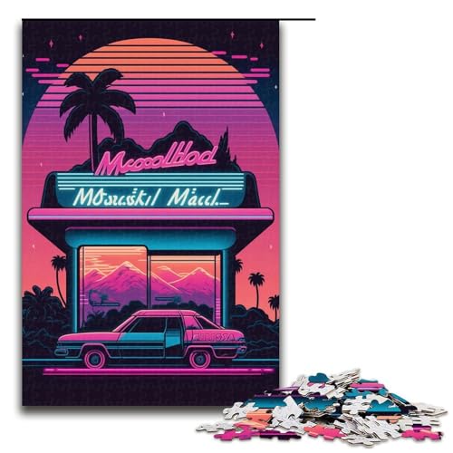 Puzzle für Erwachsene und Kinder, 1000 Teile, Retro-Straßenszene, Puzzle für Erwachsene, Holzpuzzle, dekomprimierendes intellektuelles Lernspielzeug, Größe 50 x 75 cm von KJYMNC