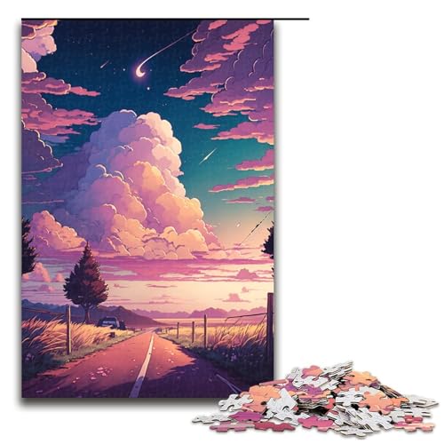 Puzzle für Erwachsene und Kinder, 1000 Teile, Sonnenuntergangs-Puzzle für Erwachsene, Holzpuzzle, dekomprimierendes intellektuelles Lernspielzeug, Größe 50 x 75 cm von KJYMNC