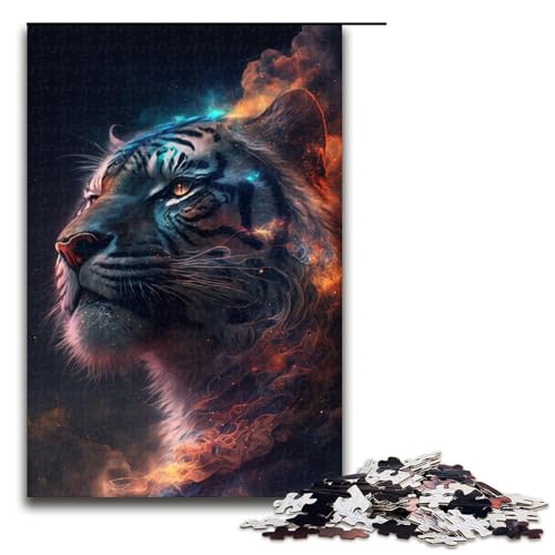 Puzzle für Erwachsene und Kinder, 1000 Teile, Wolkentiger-Puzzle für Erwachsene, Holzpuzzle, dekomprimierendes intellektuelles Lernspielzeug, Größe 50 x 75 cm von KJYMNC