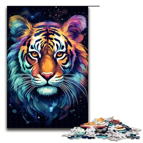 Puzzle für Erwachsene und Kinder, 1000 Teile, buntes Tiger-Puzzle für Erwachsene, Holzpuzzle, dekomprimierendes intellektuelles Lernspielzeug, Größe 50 x 75 cm Puzzle für Erwachsene und Kinder, 1000 Teile, buntes Tiger-Puzzle für Erwachsene, Holzpuzzle, dekomprimierendes intellektuelles Lernspielzeug, Größe 50 x 75 cm von KJYMNC