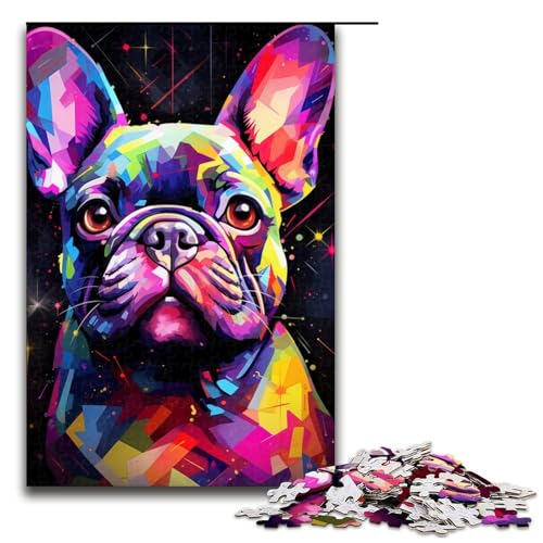 Puzzle für Erwachsene und Kinder, 1000 Teile, farbenfrohe französische Bulldogge, Puzzle für Erwachsene, Holzpuzzle, dekomprimierendes intellektuelles Lernspielzeug, Größe 50 x 75 cm Puzzle für Erwachsene und Kinder, 1000 Teile, farbenfrohe französische Bulldogge, Puzzle für Erwachsene, Holzpuzzle, dekomprimierendes intellektuelles Lernspielzeug, Größe 50 x 75 cm von KJYMNC