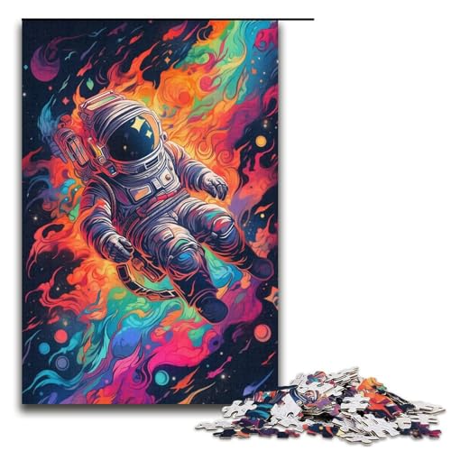 Puzzle für Erwachsene und Kinder, 1000 Teile, farbiges Astronauten-Puzzle für Erwachsene, Papppuzzle, dekomprimierendes intellektuelles Lernspielzeug, Größe 38 x 26 cm von KJYMNC