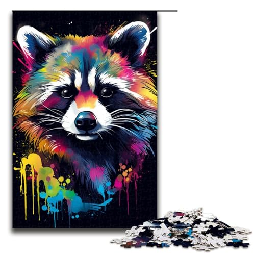 Puzzle für Erwachsene und Kinder, 1000 Teile, farbiges Waschbär-Puzzle für Erwachsene, Holzpuzzle, dekomprimierendes intellektuelles Lernspielzeug, Größe 50 x 75 cm Puzzle für Erwachsene und Kinder, 1000 Teile, farbiges Waschbär-Puzzle für Erwachsene, Holzpuzzle, dekomprimierendes intellektuelles Lernspielzeug, Größe 50 x 75 cm von KJYMNC