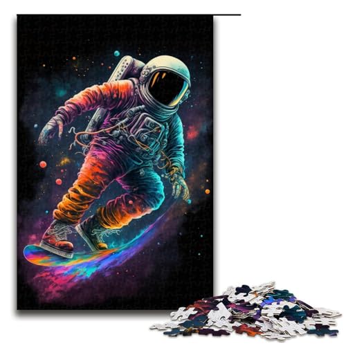 Puzzle mit 1000 Teilen, Astronaut beim Skaten im Weltraum, Puzzle für Erwachsene, Holzpuzzle, interessanter Stressabbau, Größe 50 x 75 cm Puzzle mit 1000 Teilen, Astronaut beim Skaten im Weltraum, Puzzle für Erwachsene, Holzpuzzle, interessanter Stressabbau, Größe 50 x 75 cm von KJYMNC