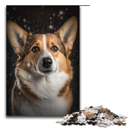 Puzzle mit 1000 Teilen, Corgi-Hund, Puzzle für Erwachsene, tolles Geschenk für Erwachsene, Größe 38 x 26 cm von KJYMNC