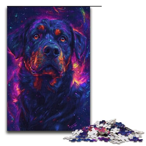 Puzzle mit 1000 Teilen, Galaxie-Hund, für Erwachsene, Kartonpuzzle, Lernspiel für Erwachsene, Größe 38 x 26 cm von KJYMNC