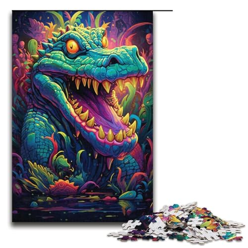 Puzzle mit 1000 Teilen, Krokodil-Puzzle für Erwachsene, Kartonpuzzle, Lernspiel für Erwachsene, Größe 38 x 26 cm von KJYMNC