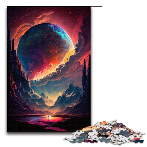 Puzzle mit 1000 Teilen für Erwachsene, Fantasie-Planetenlandschaftskunstwerk, anspruchsvolles Spiel mit passendem Poster und Quizblatt, Größe 50 x 75 cm von KJYMNC