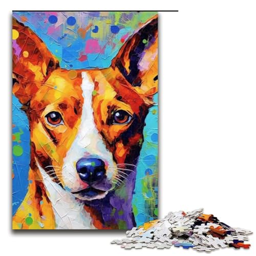 Puzzle mit 1000 Teilen für Erwachsene, Hunde-Kunstwerk, anspruchsvolles Spiel mit passendem Poster und Quizblatt, Größe 50 x 75 cm von KJYMNC