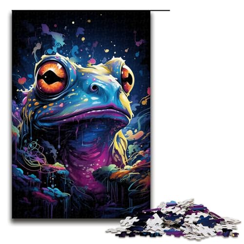 Puzzle mit 1000 Teilen für Erwachsene, Malen, Bunte Frosch-Kunstwerke, anspruchsvolles Spiel mit passendem Poster und Quizblatt, Größe 50 x 75 cm Puzzle mit 1000 Teilen für Erwachsene, Malen, Bunte Frosch-Kunstwerke, anspruchsvolles Spiel mit passendem Poster und Quizblatt, Größe 50 x 75 cm von KJYMNC