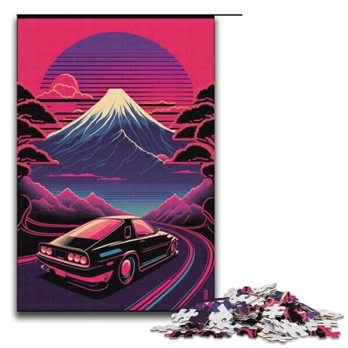 Puzzle mit 1000 Teilen für Erwachsene, Retro-Straßenszenen-Kunstwerk, anspruchsvolles Spiel mit passendem Poster und Quizblatt, Größe 38 x 26 cm von KJYMNC