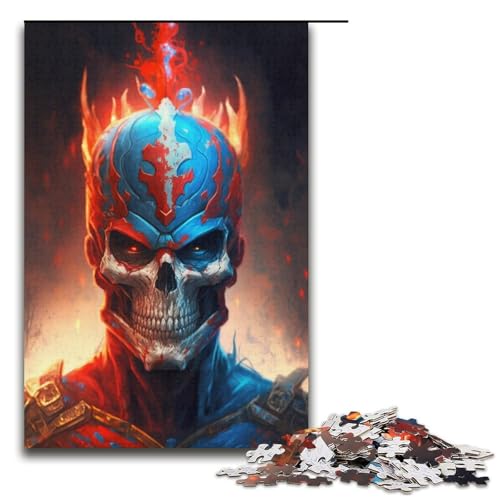 Puzzle mit 1000 Teilen für Erwachsene, Skelett-Superman-Kunstwerk, anspruchsvolles Spiel mit passendem Poster und Quizblatt, Größe 38 x 26 cm von KJYMNC