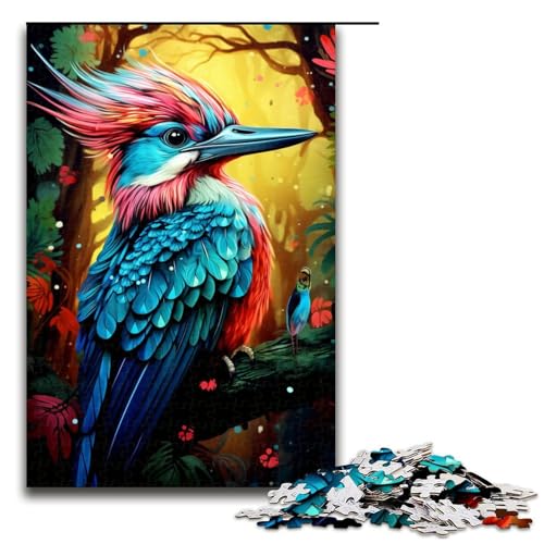 Puzzle mit 1000 Teilen für Erwachsene, farbenfrohes Specht-Kunstwerk, anspruchsvolles Spiel mit passendem Poster und Quizblatt, Größe 50 x 75 cm von KJYMNC